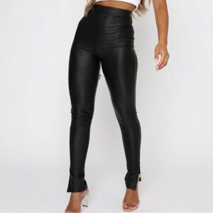 White Fox Boutique After Party Faux Leather High Waist Pants Black XS